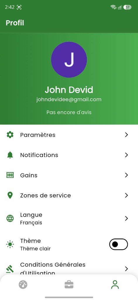 La Foudre app - electrician profile